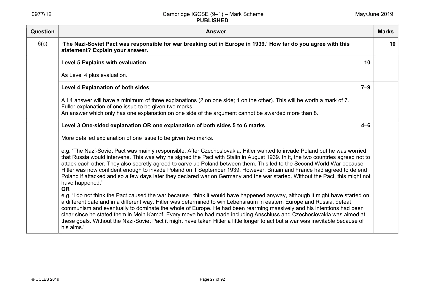 Mark scheme, page 27 of 92