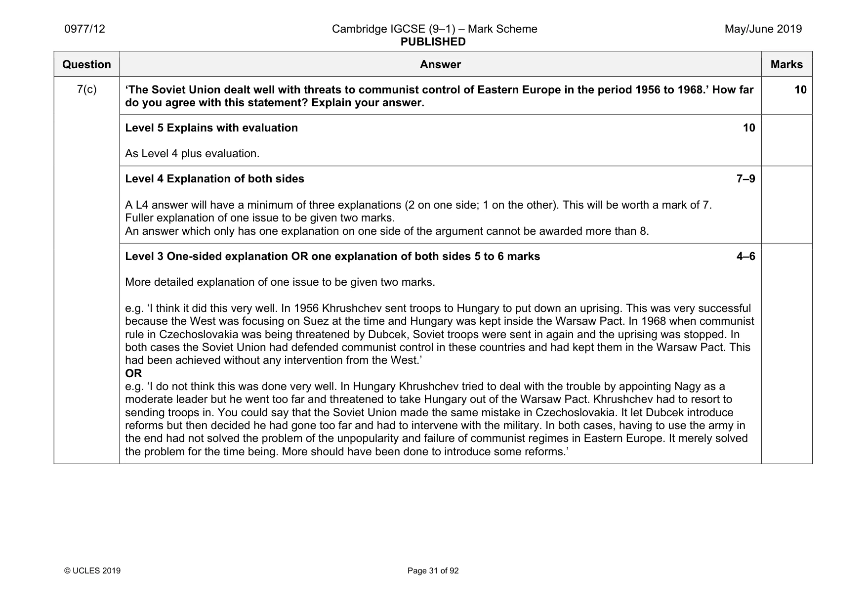 Mark scheme, page 31 of 92