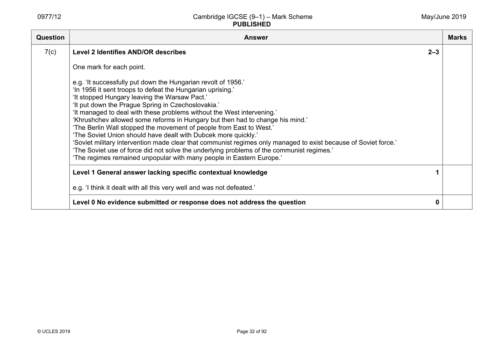 Mark scheme, page 32 of 92