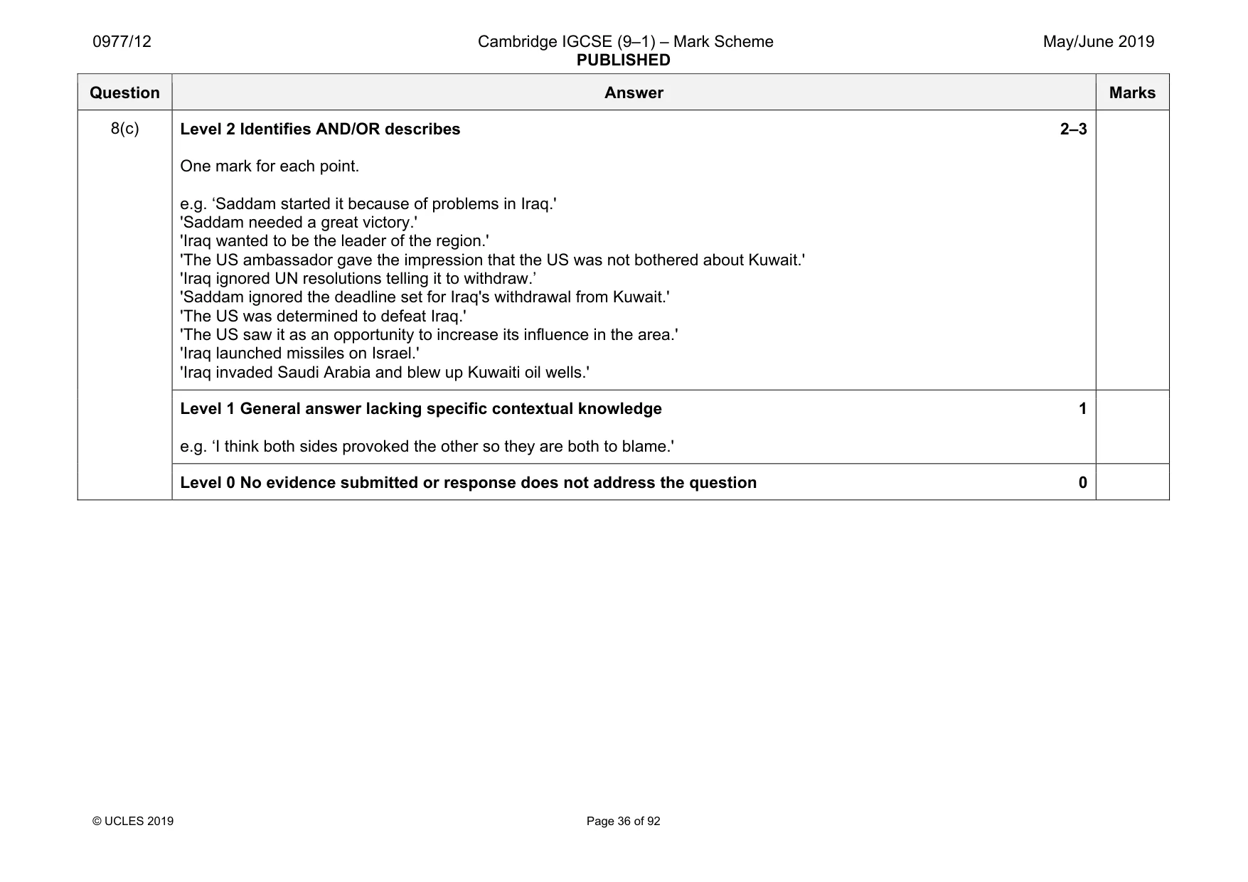 Mark scheme, page 36 of 92