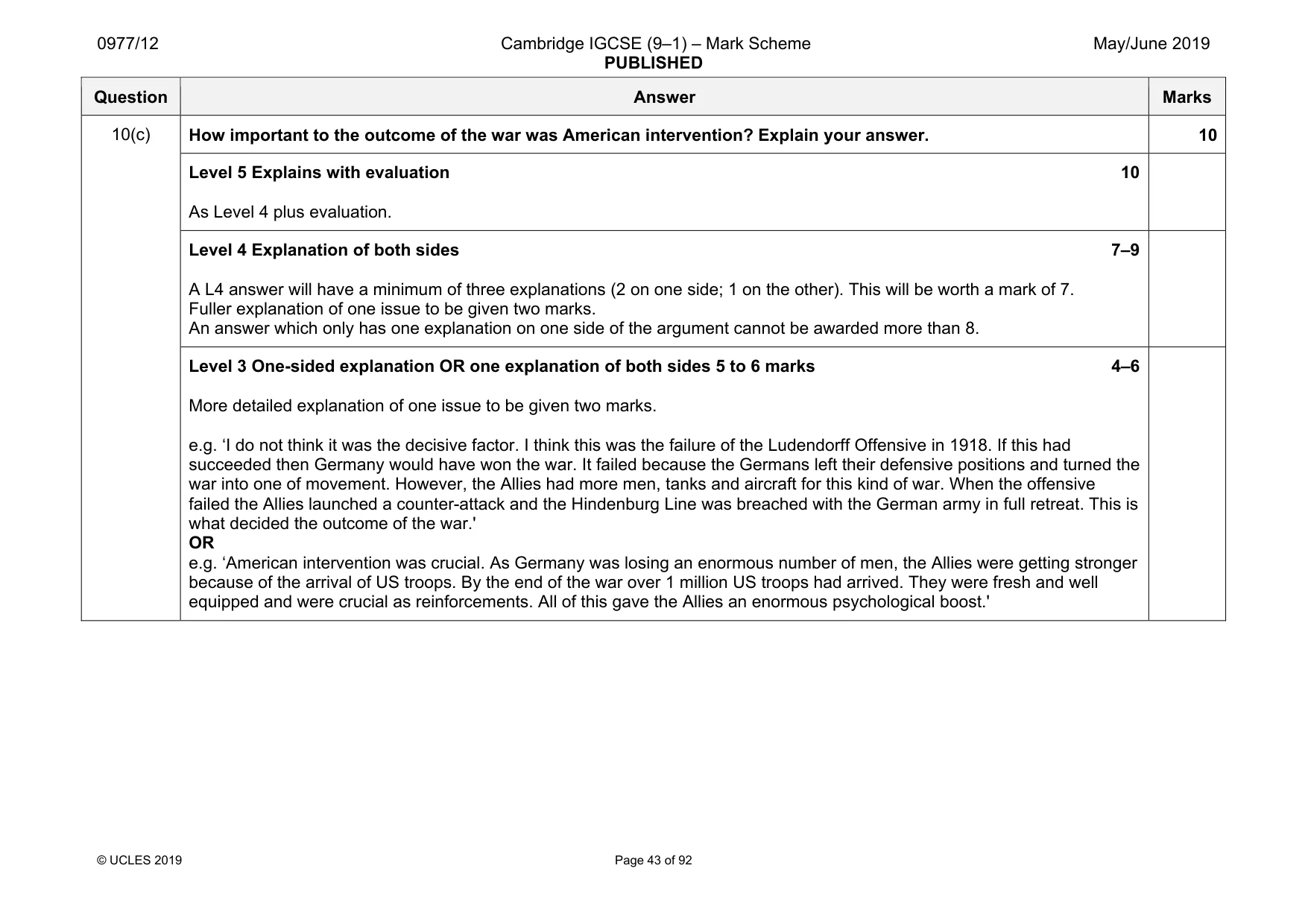 Mark scheme, page 43 of 92