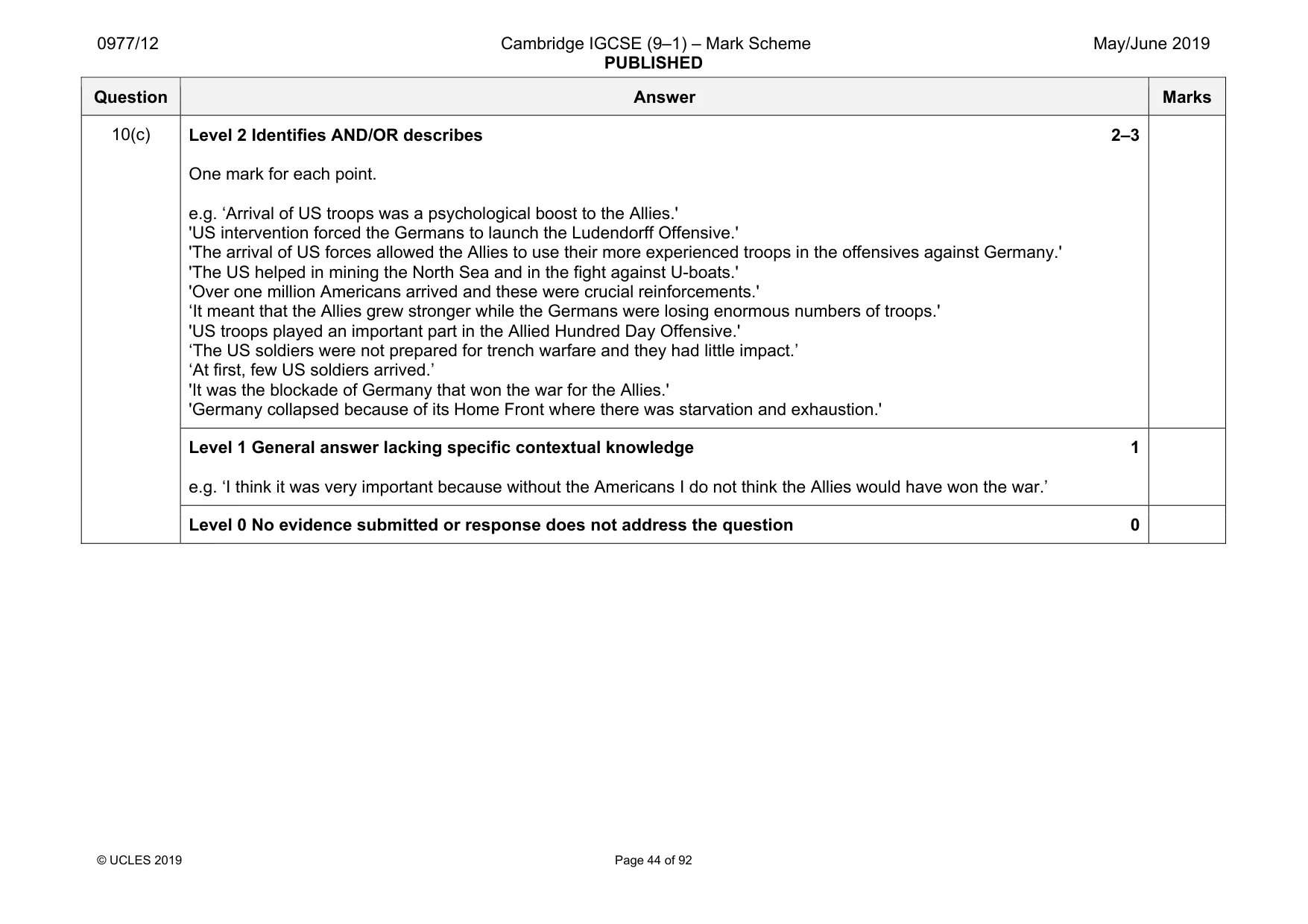 Mark scheme, page 44 of 92
