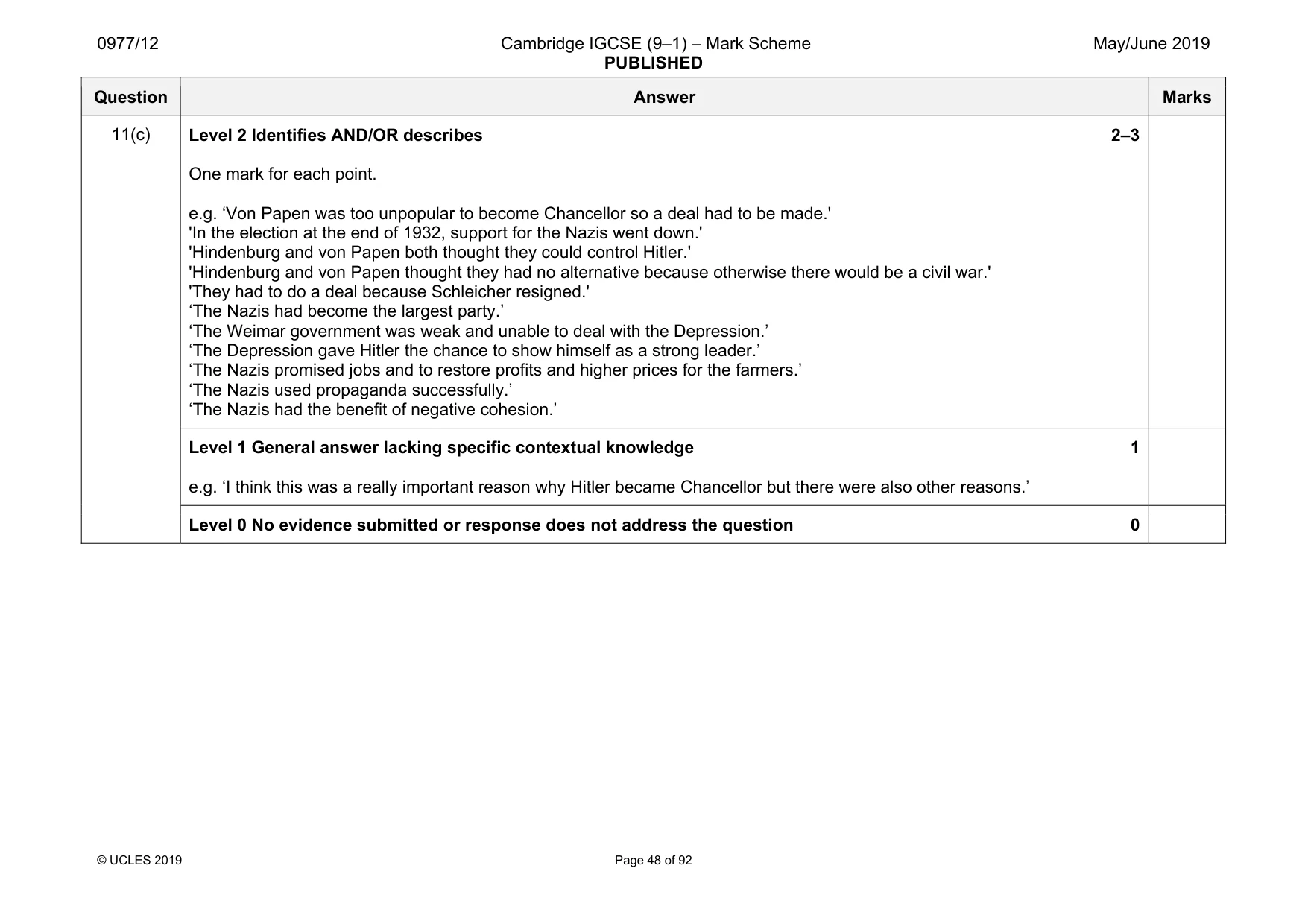 Mark scheme, page 48 of 92