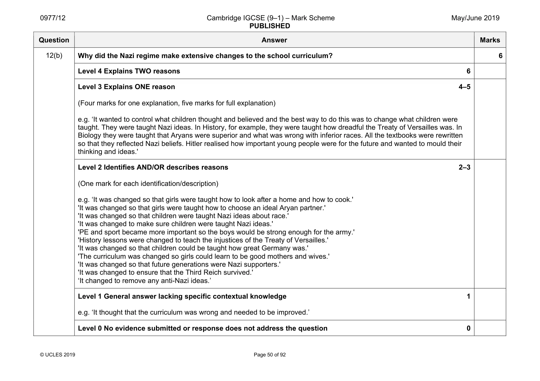 Mark scheme, page 50 of 92