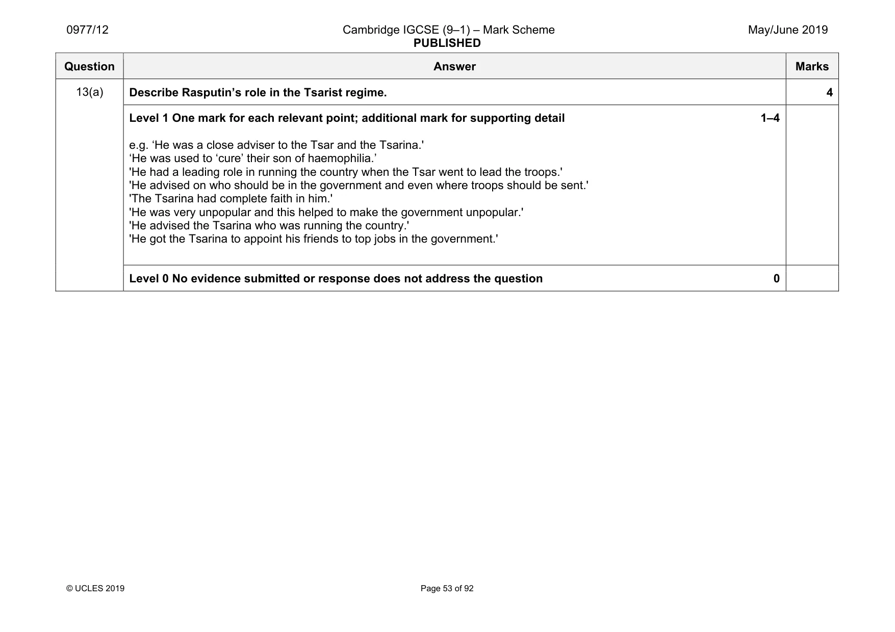 Mark scheme, page 53 of 92