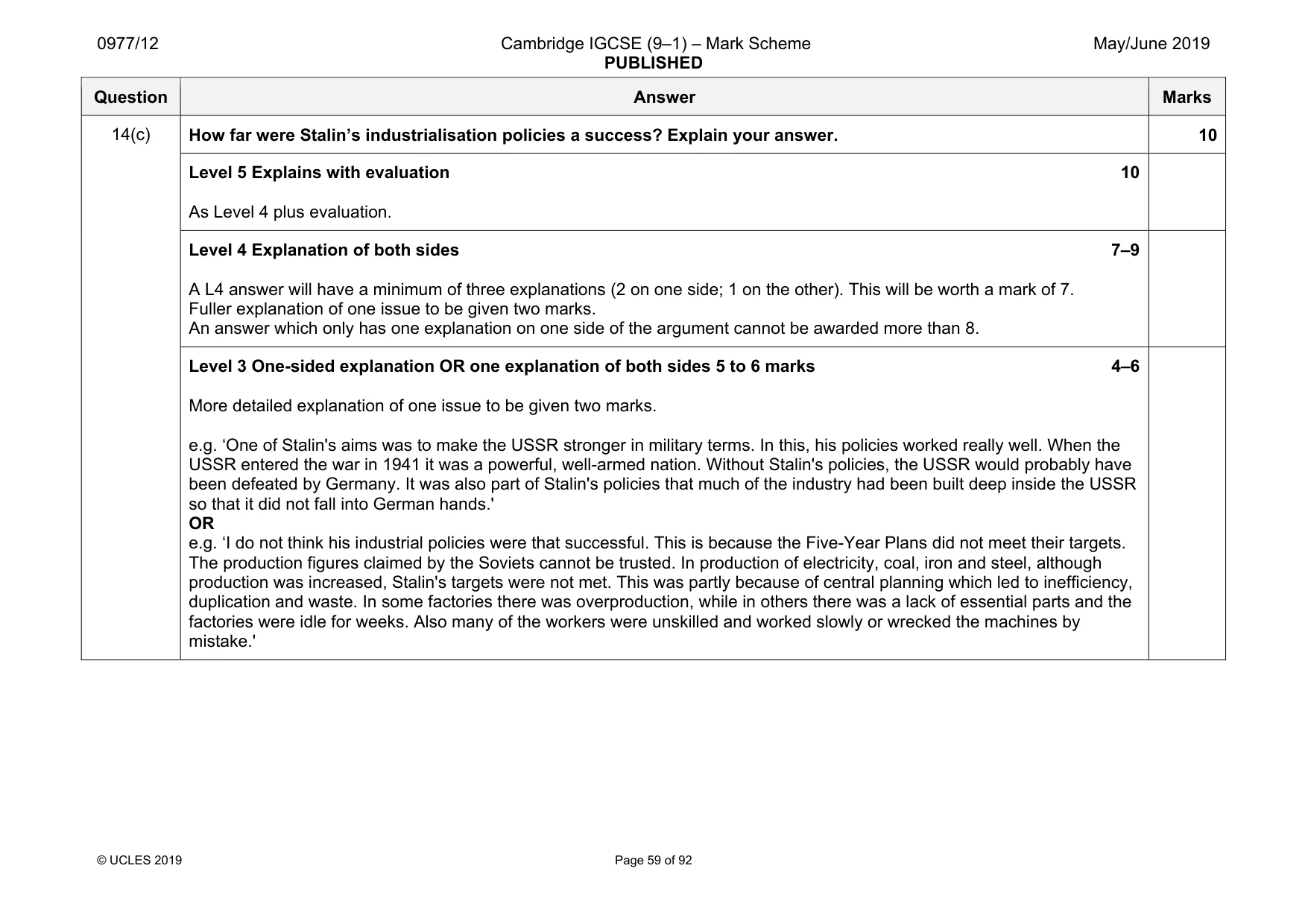 Mark scheme, page 59 of 92