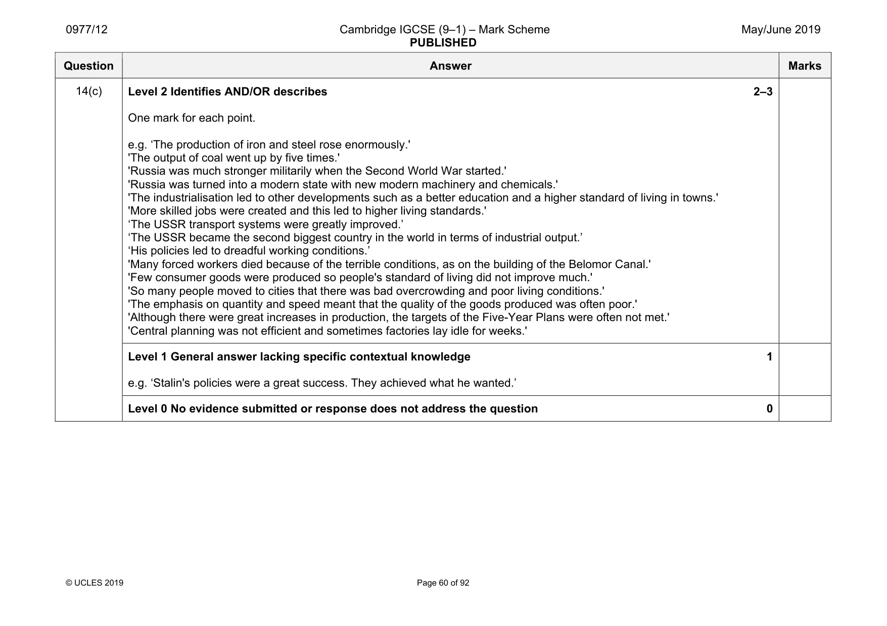 Mark scheme, page 60 of 92