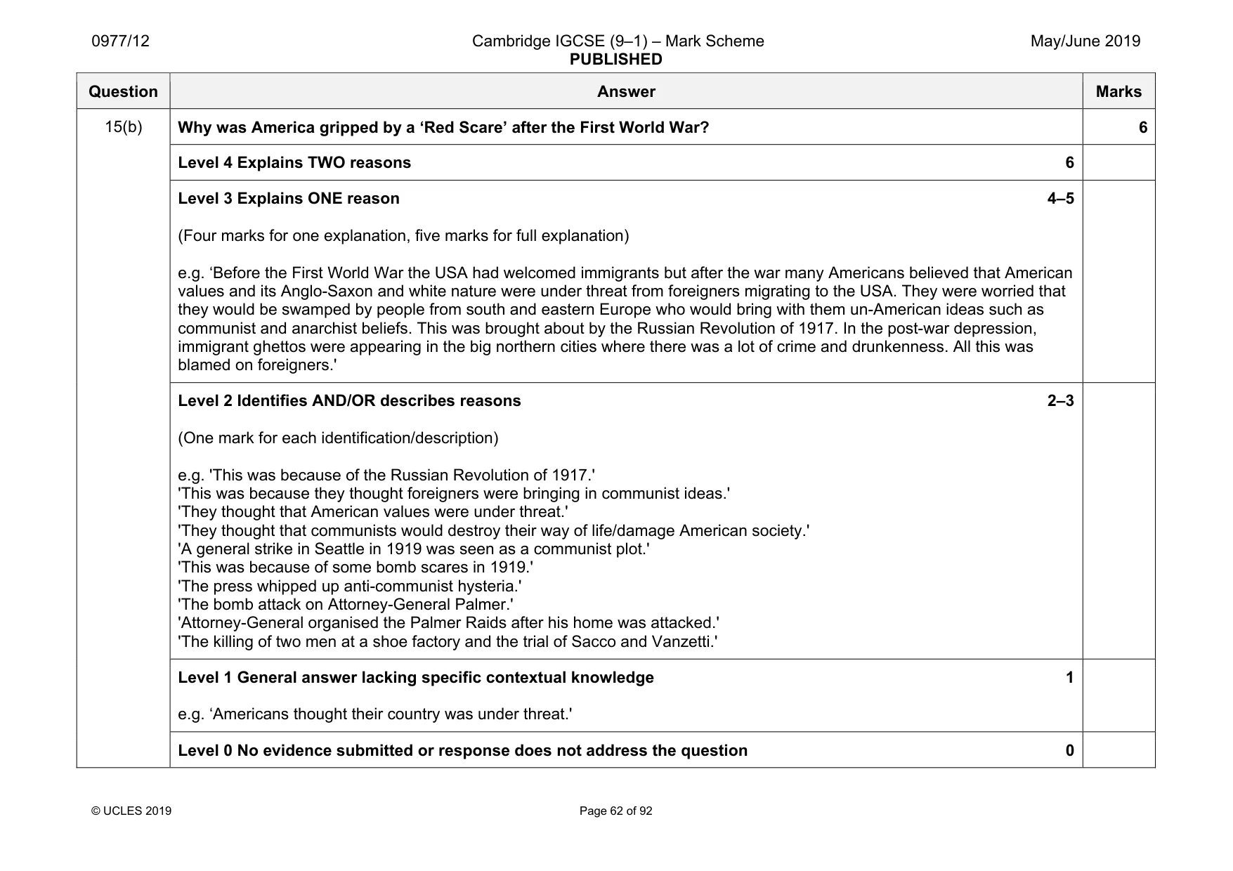 Mark scheme, page 62 of 92