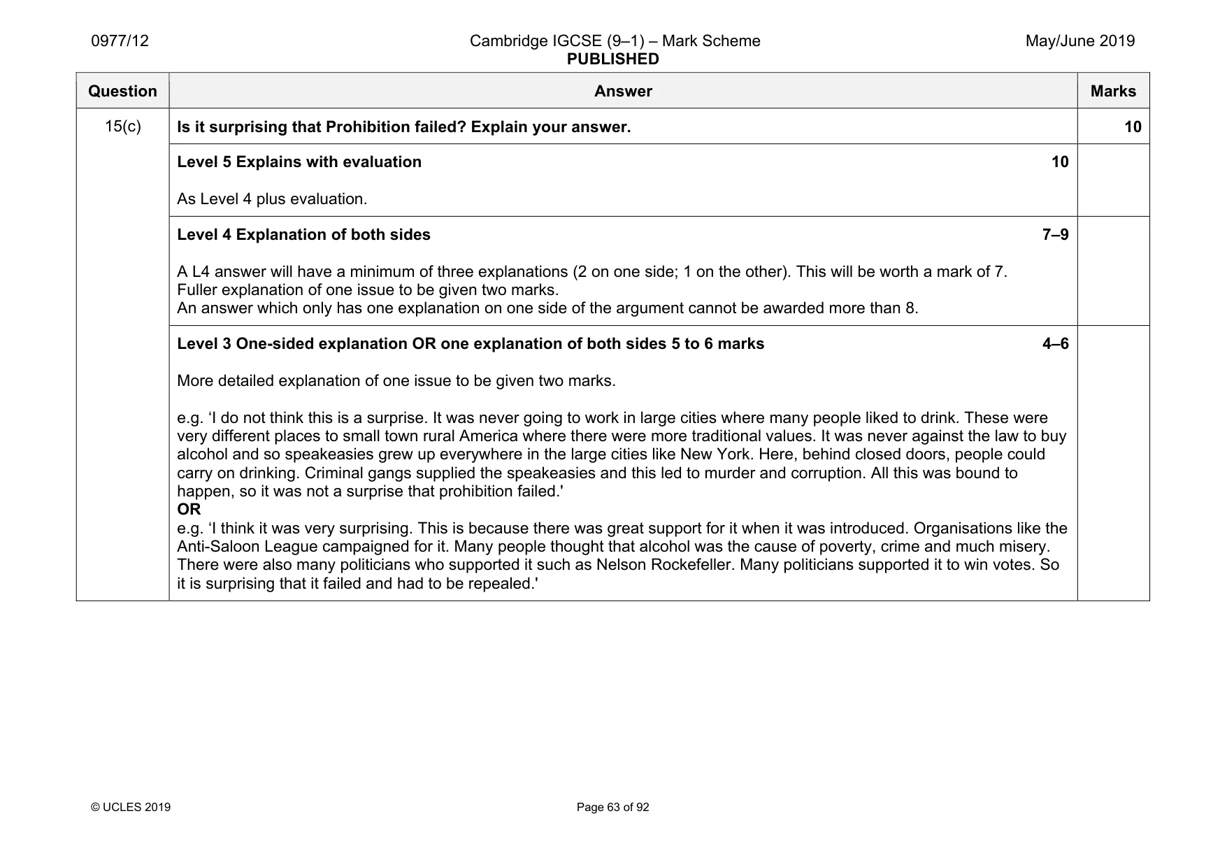 Mark scheme, page 63 of 92
