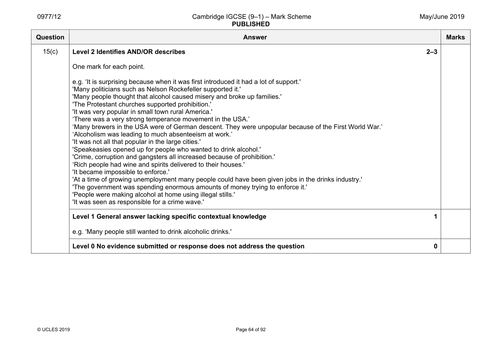 Mark scheme, page 64 of 92