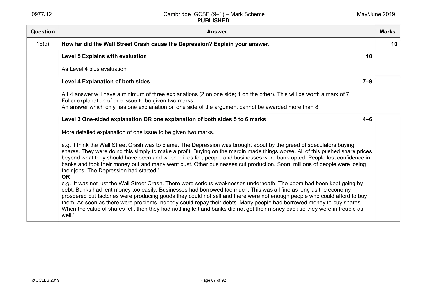 Mark scheme, page 67 of 92
