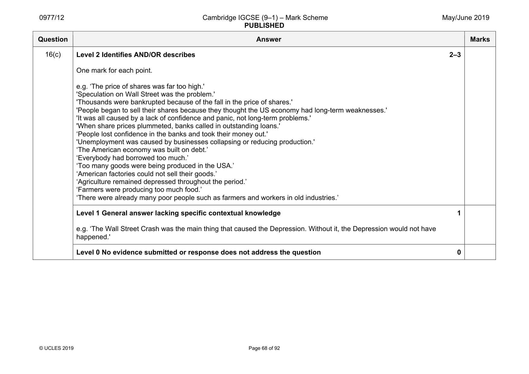 Mark scheme, page 68 of 92