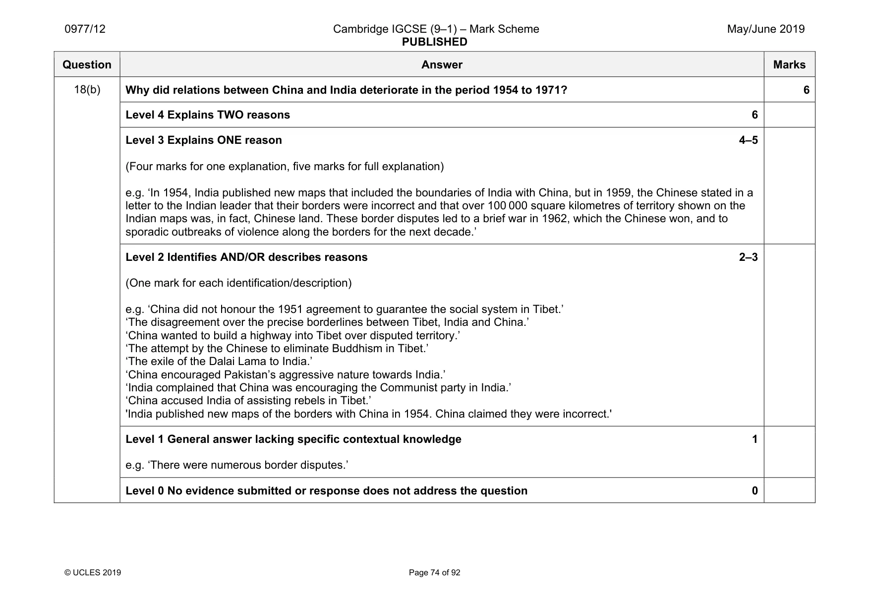 Mark scheme, page 74 of 92