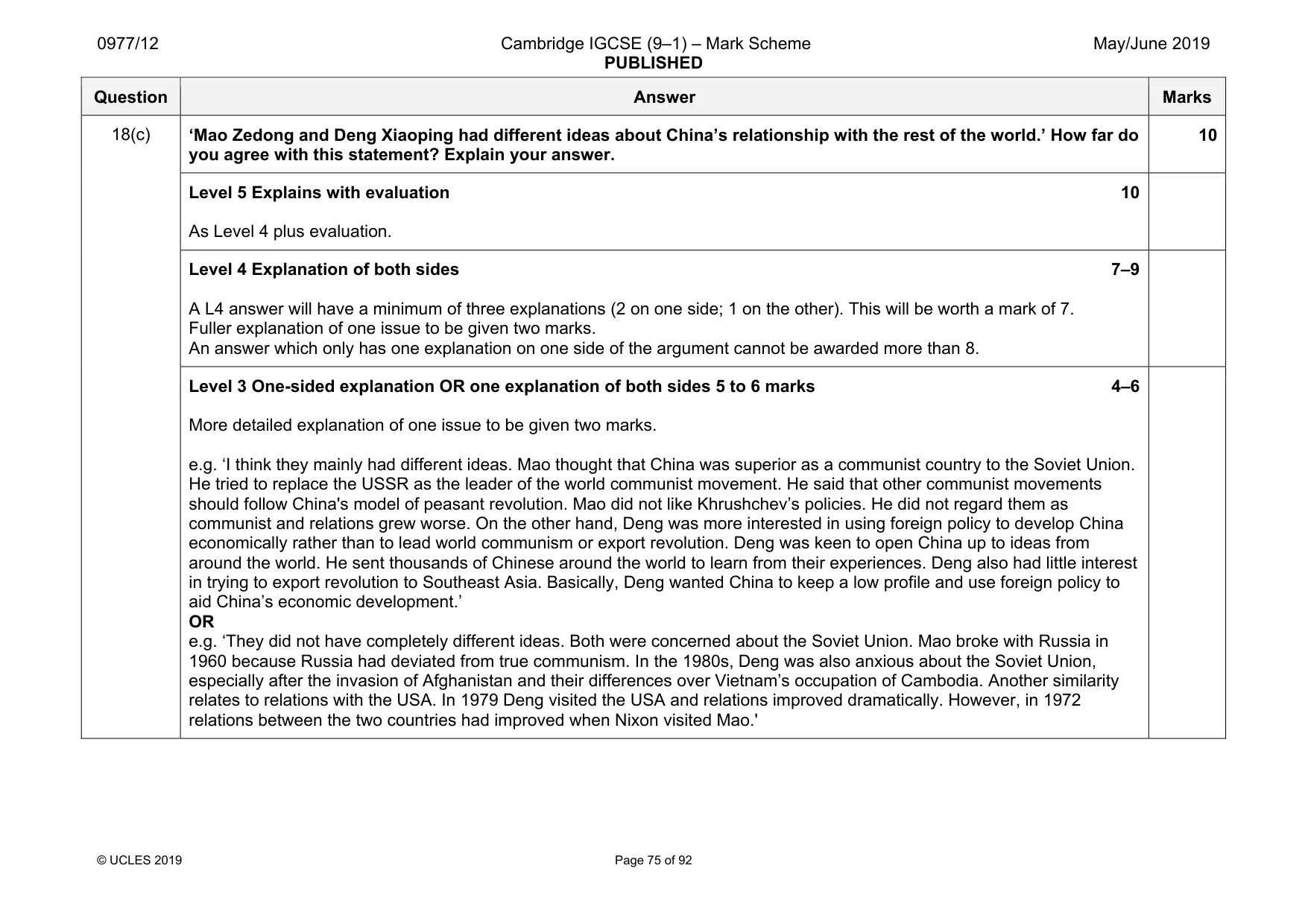 Mark scheme, page 75 of 92