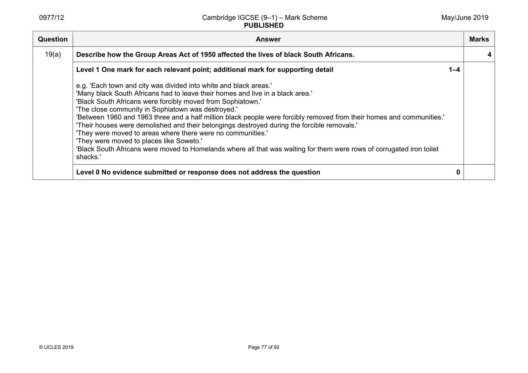 Mark scheme, page 77 of 92