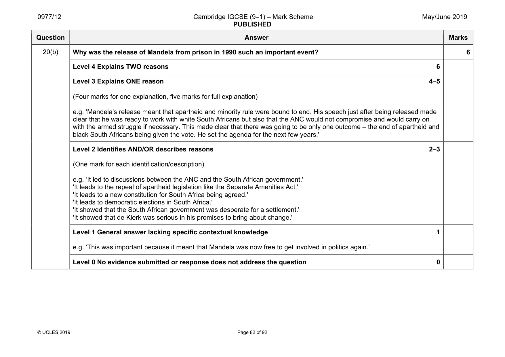 Mark scheme, page 82 of 92