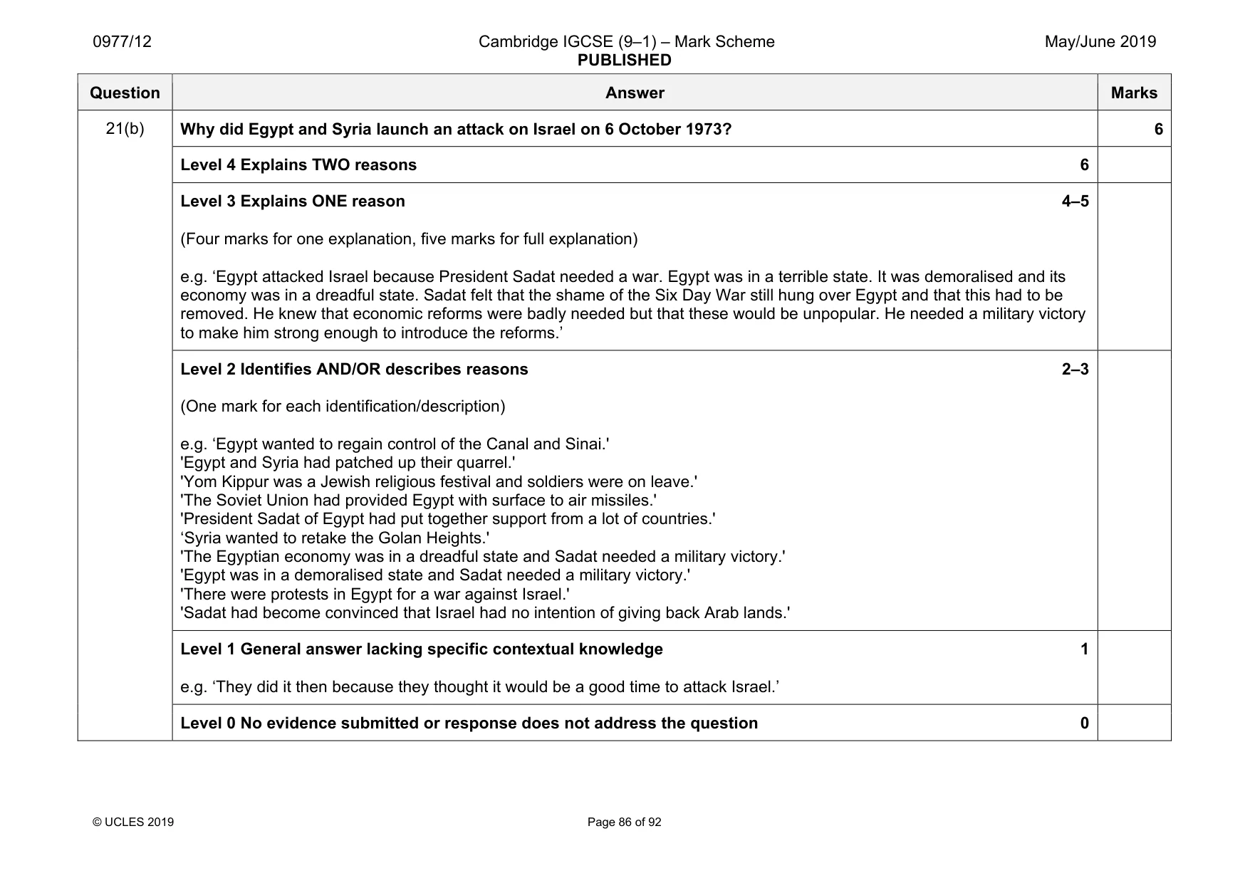 Mark scheme, page 86 of 92