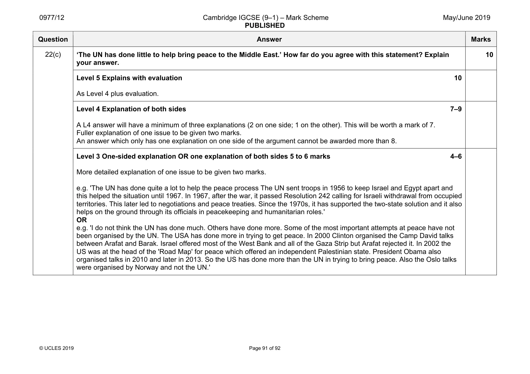 Mark scheme, page 91 of 92