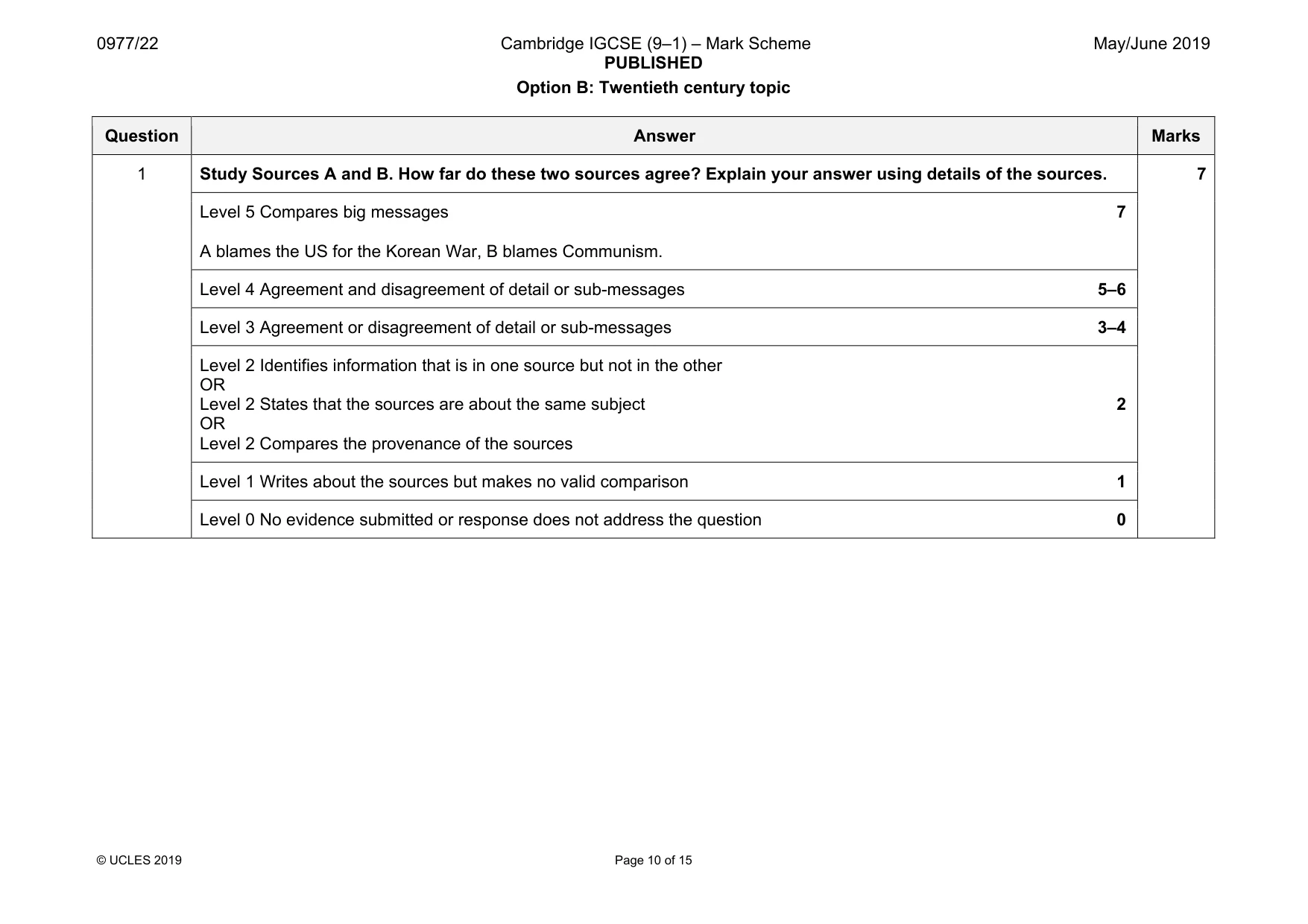 Mark scheme, page 10 of 15