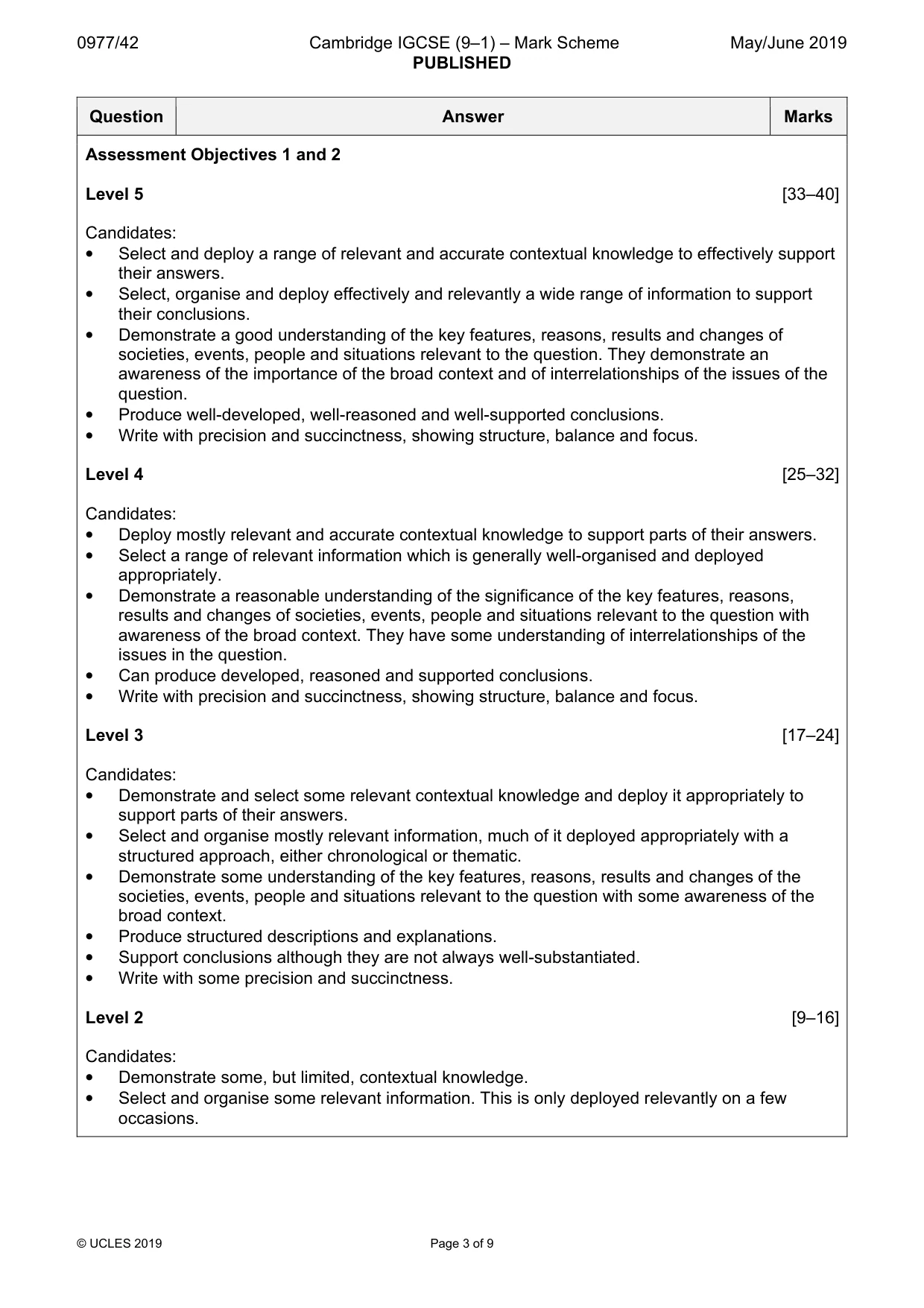 Mark scheme, page 3 of 9
