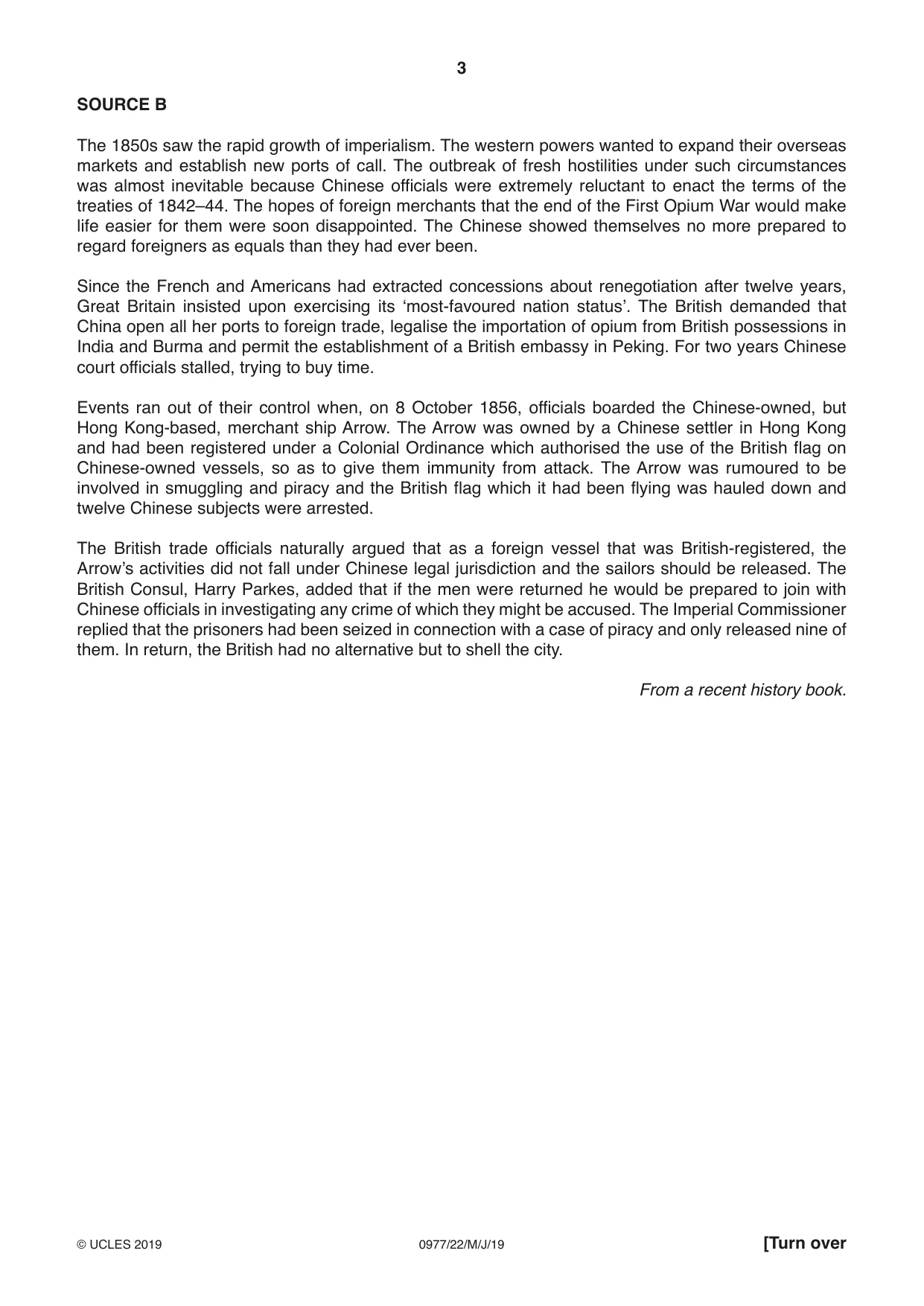 Cambridge IGCSE History (9-1) 0977 2019 May/June Paper 2 · Variant 2 question paper, page 3 of 16
