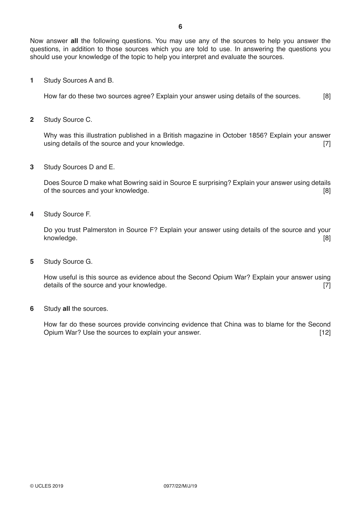Cambridge IGCSE History (9-1) 0977 2019 May/June Paper 2 · Variant 2 question paper, page 6 of 16