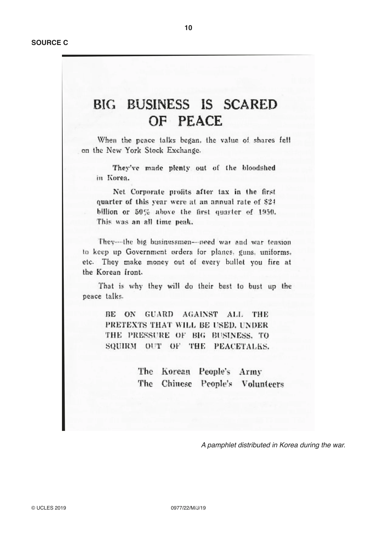 Cambridge IGCSE History (9-1) 0977 2019 May/June Paper 2 · Variant 2 question paper, page 10 of 16