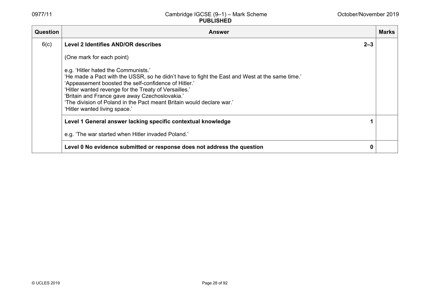 Mark scheme, page 28 of 92