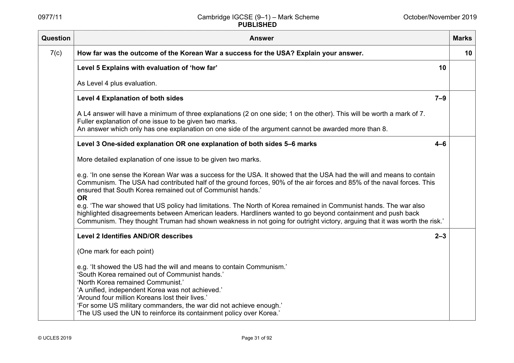 Mark scheme, page 31 of 92
