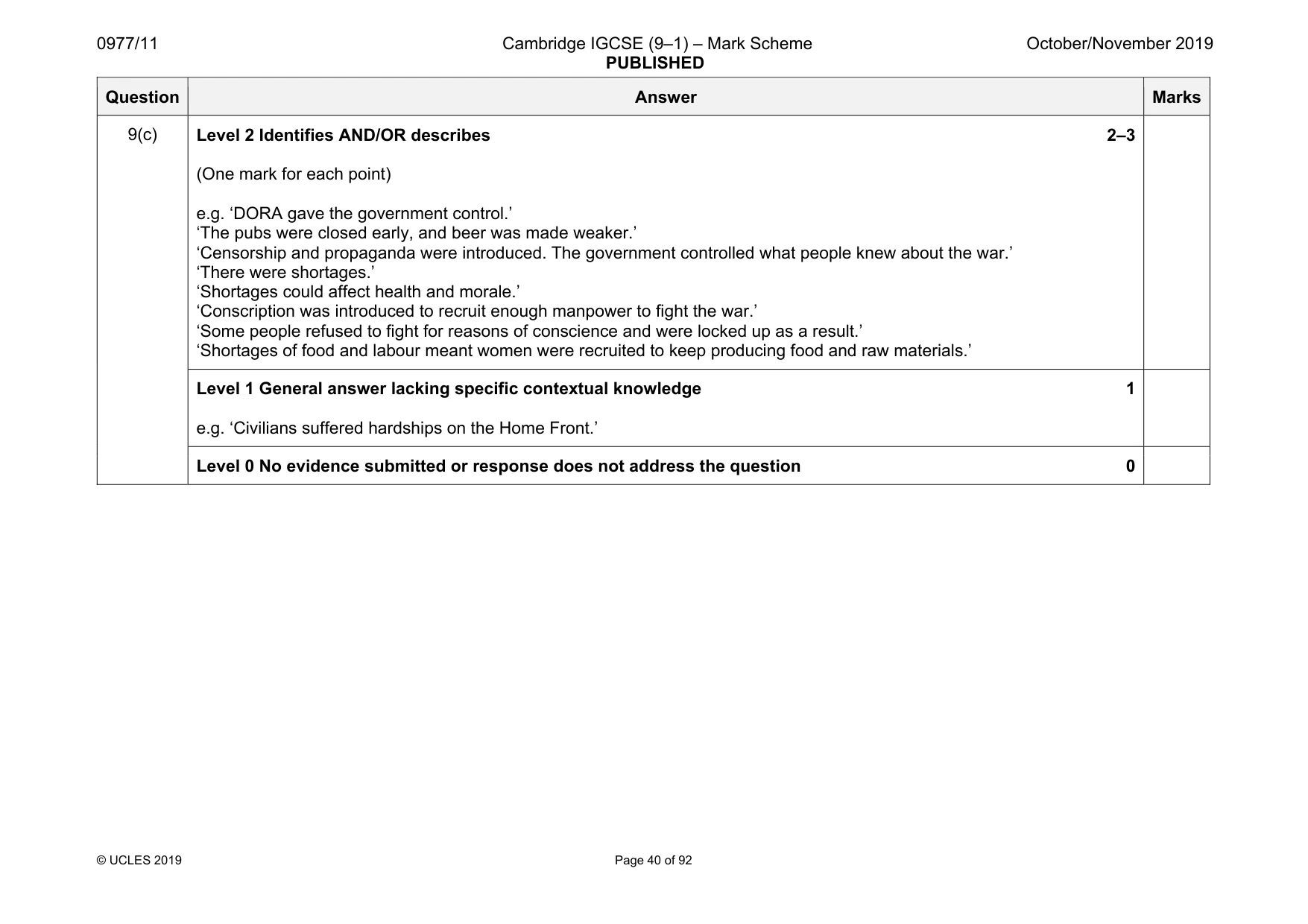 Mark scheme, page 40 of 92