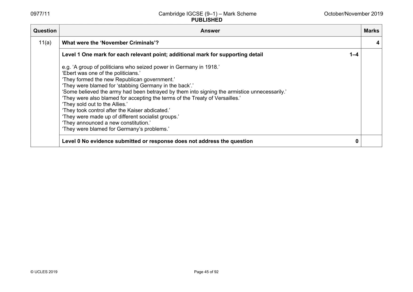 Mark scheme, page 45 of 92