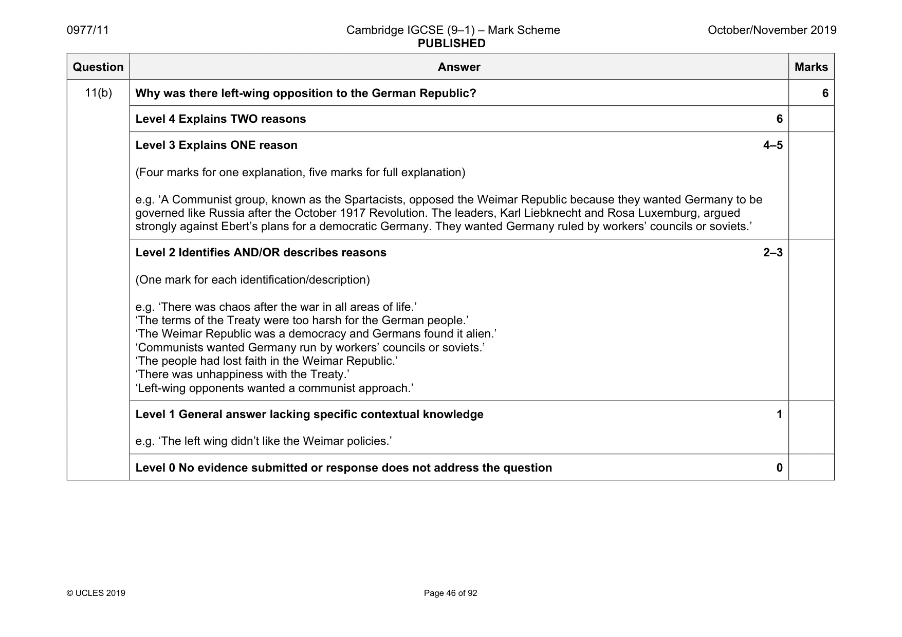 Mark scheme, page 46 of 92