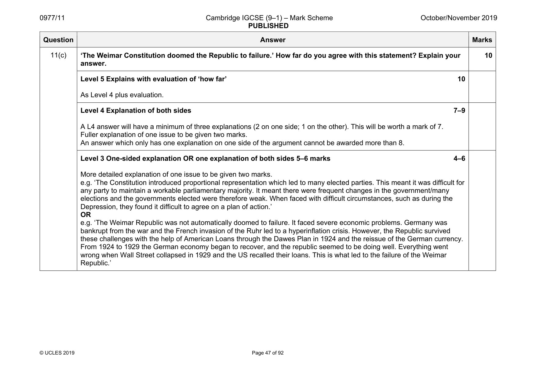 Mark scheme, page 47 of 92