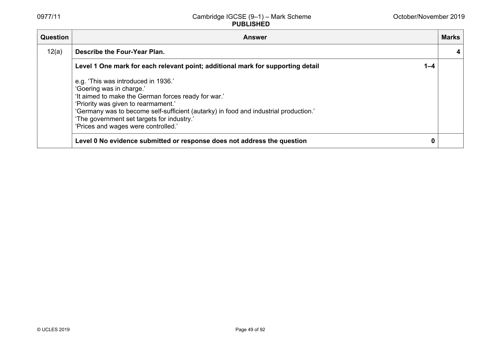Mark scheme, page 49 of 92