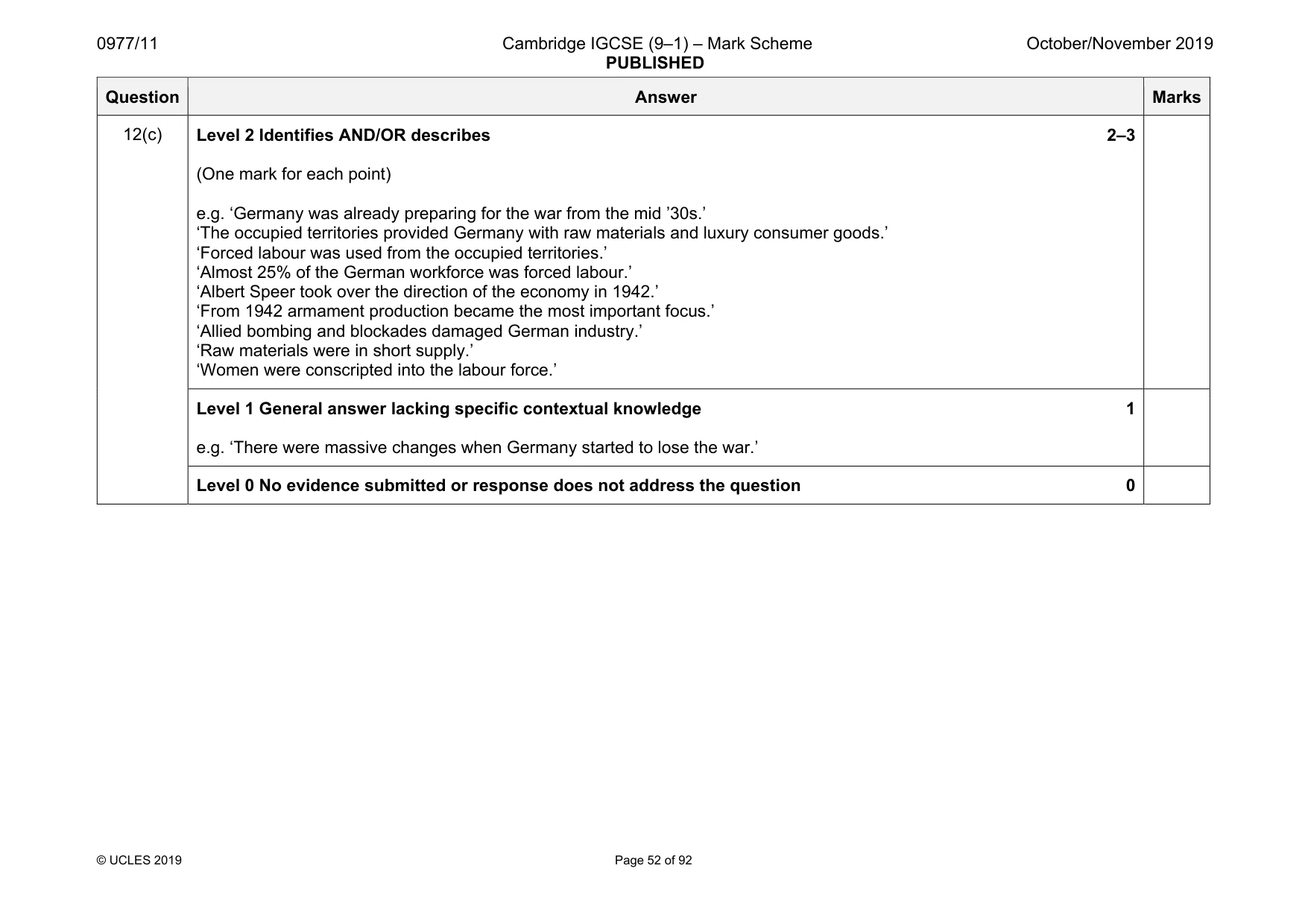 Mark scheme, page 52 of 92