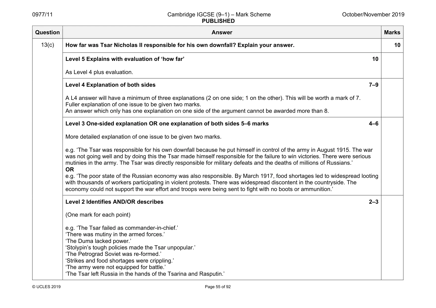 Mark scheme, page 55 of 92