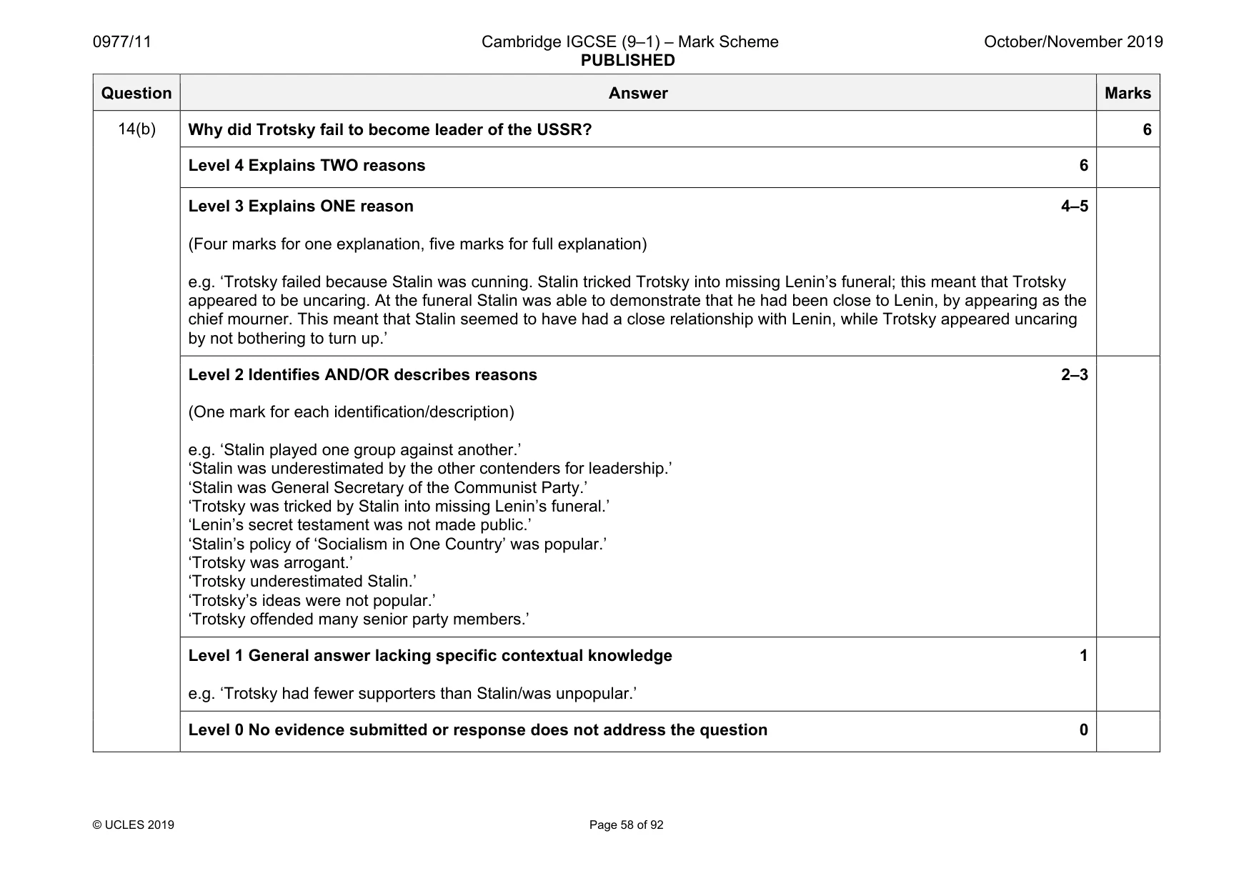 Mark scheme, page 58 of 92