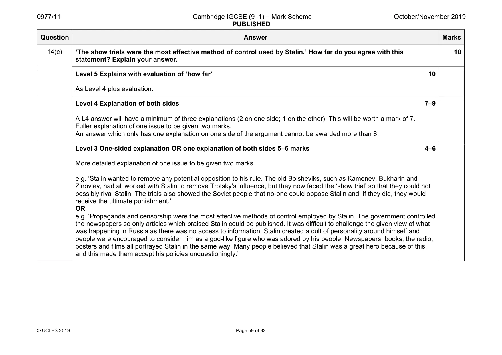 Mark scheme, page 59 of 92