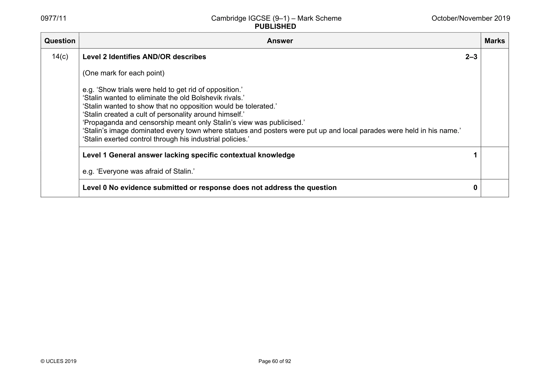 Mark scheme, page 60 of 92
