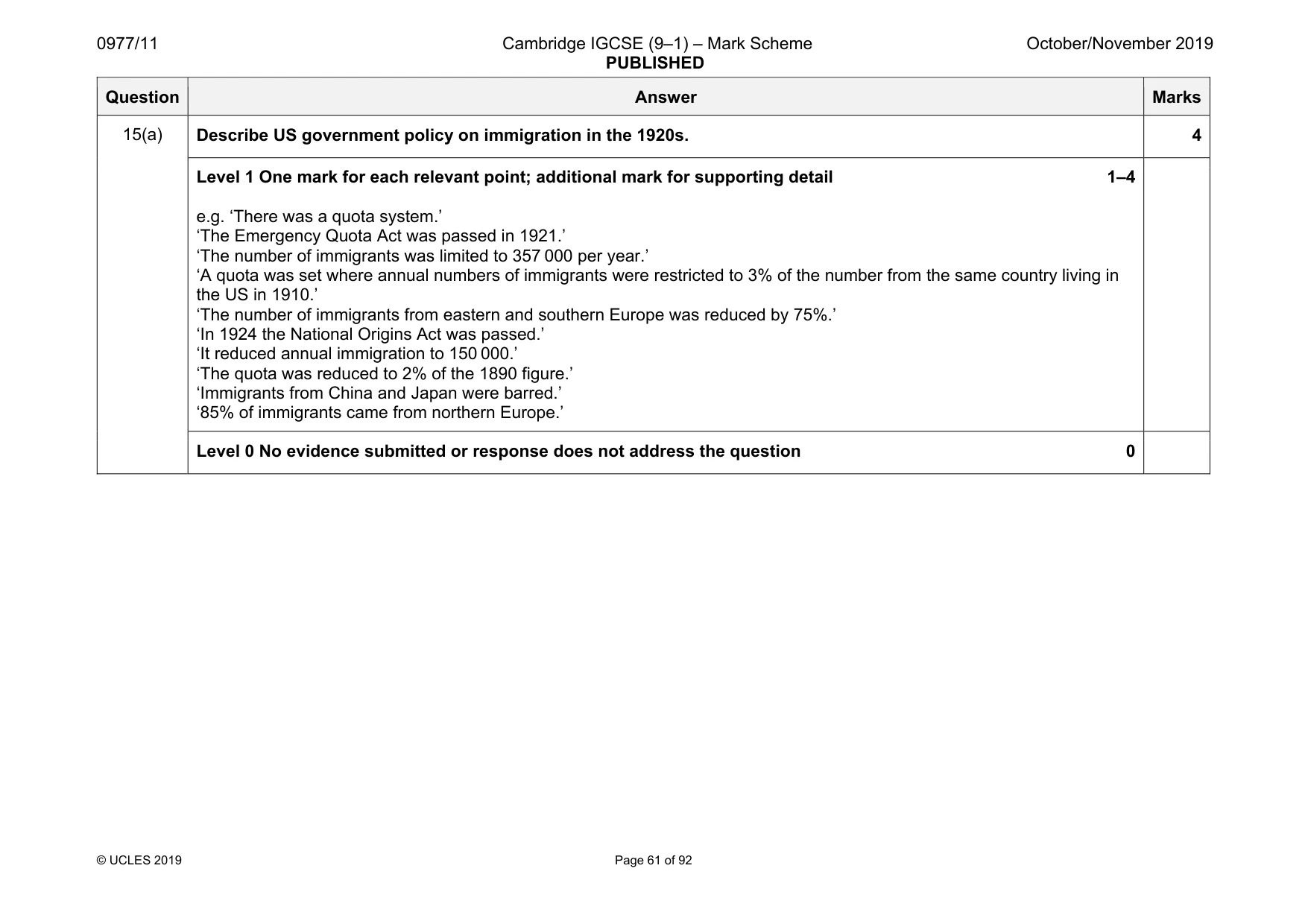 Mark scheme, page 61 of 92