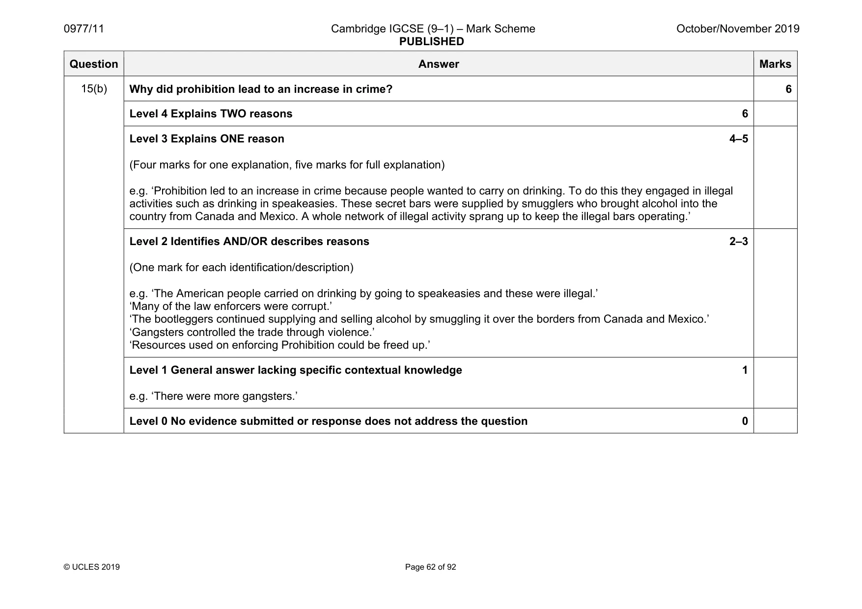 Mark scheme, page 62 of 92