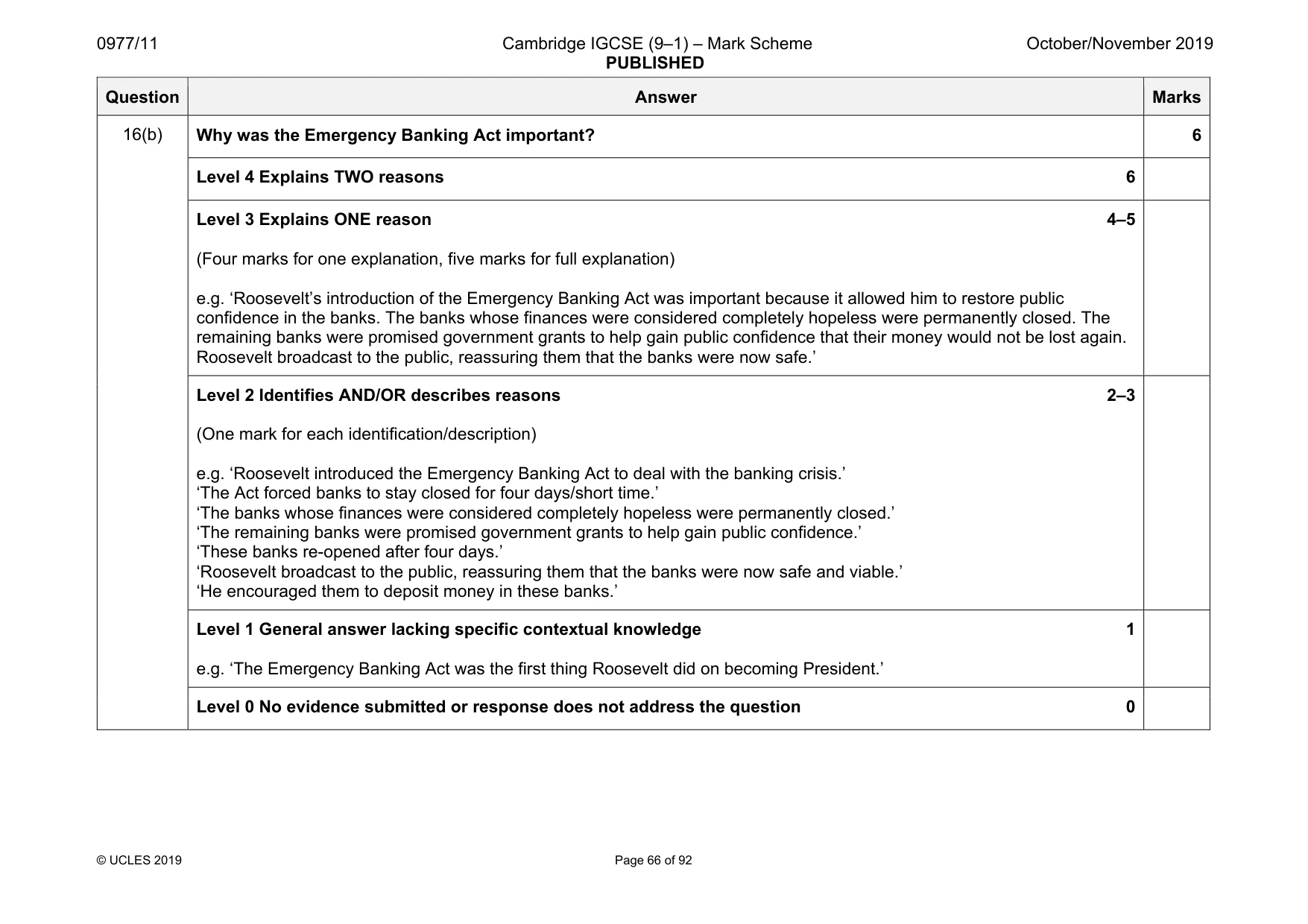 Mark scheme, page 66 of 92