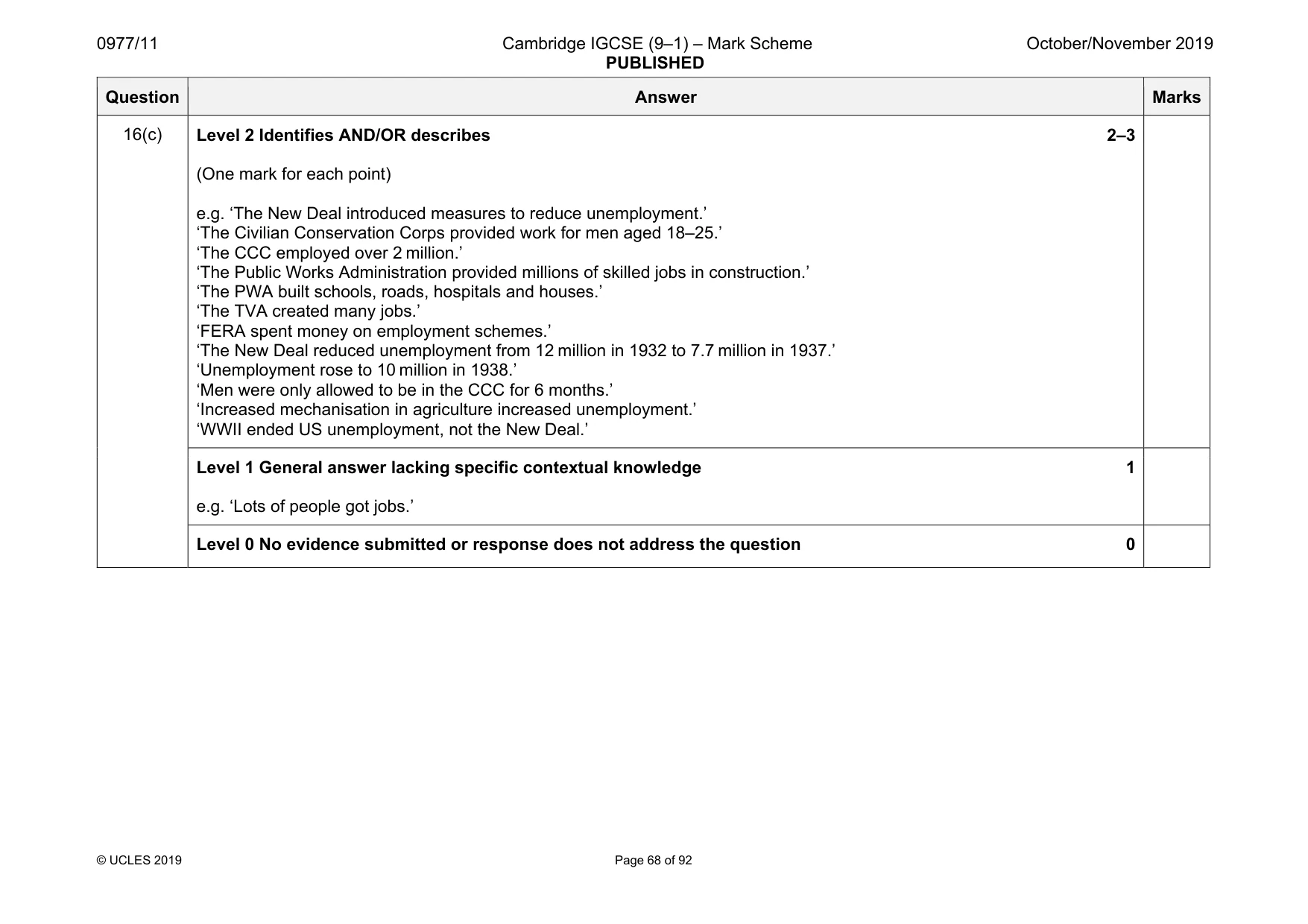 Mark scheme, page 68 of 92