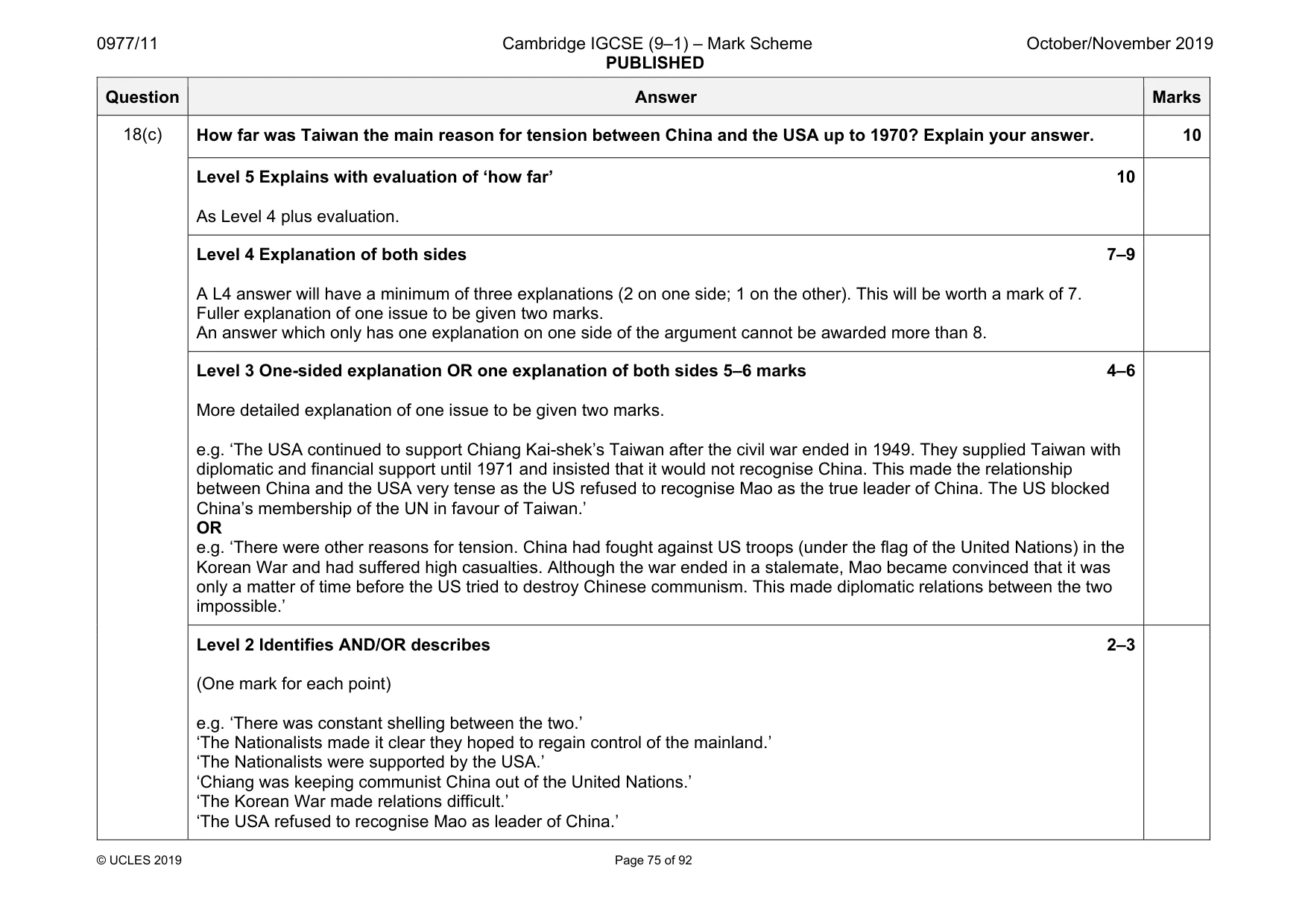 Mark scheme, page 75 of 92