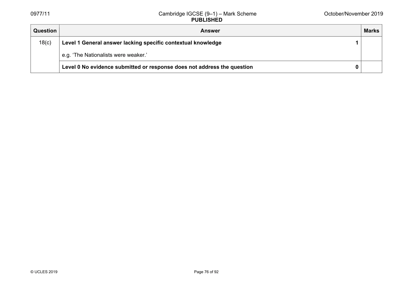 Mark scheme, page 76 of 92
