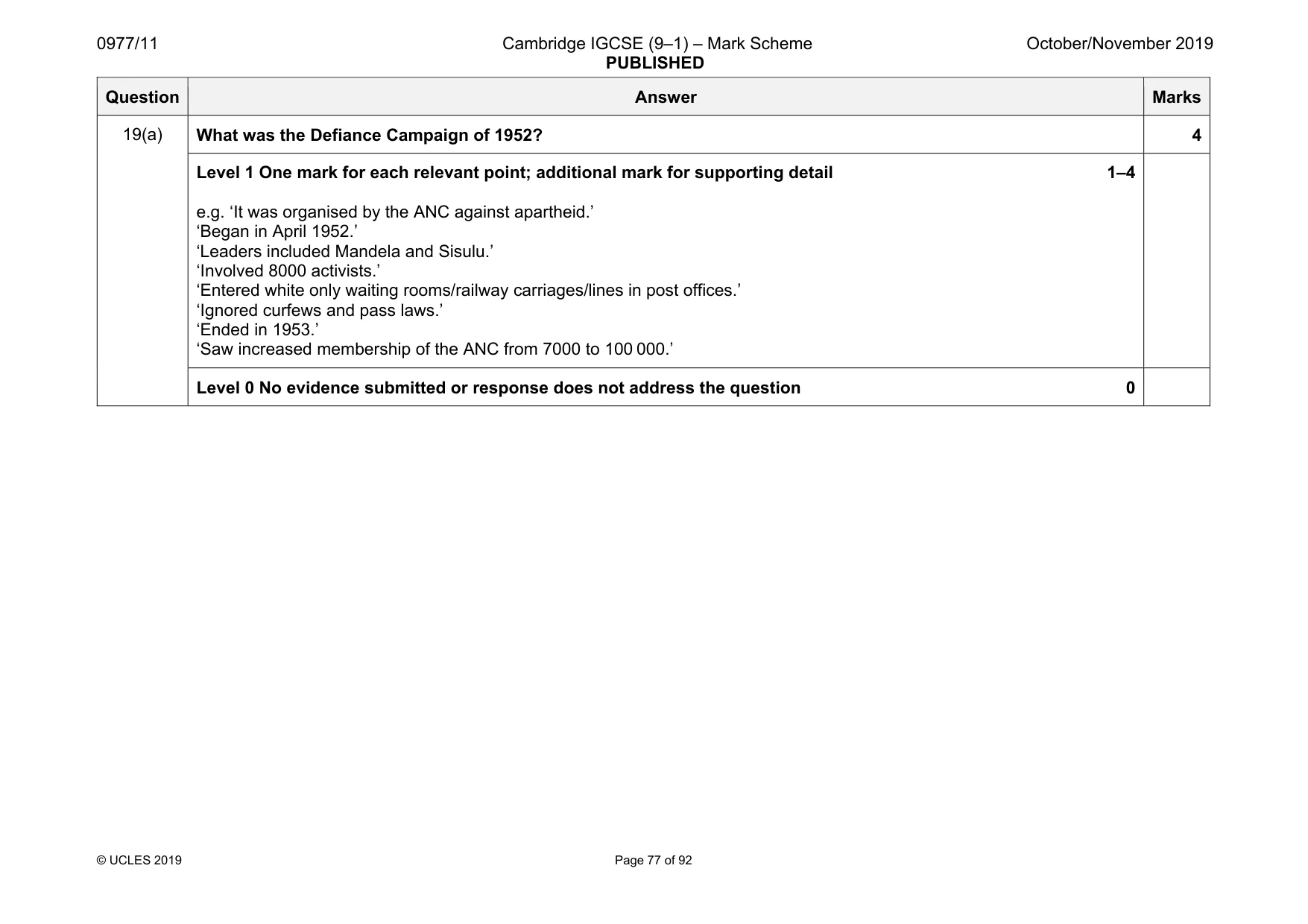 Mark scheme, page 77 of 92
