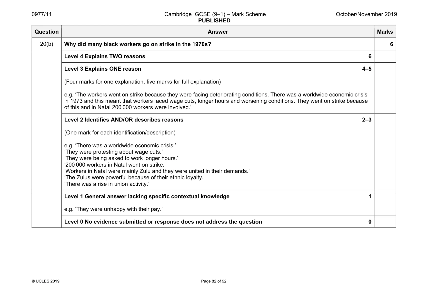 Mark scheme, page 82 of 92