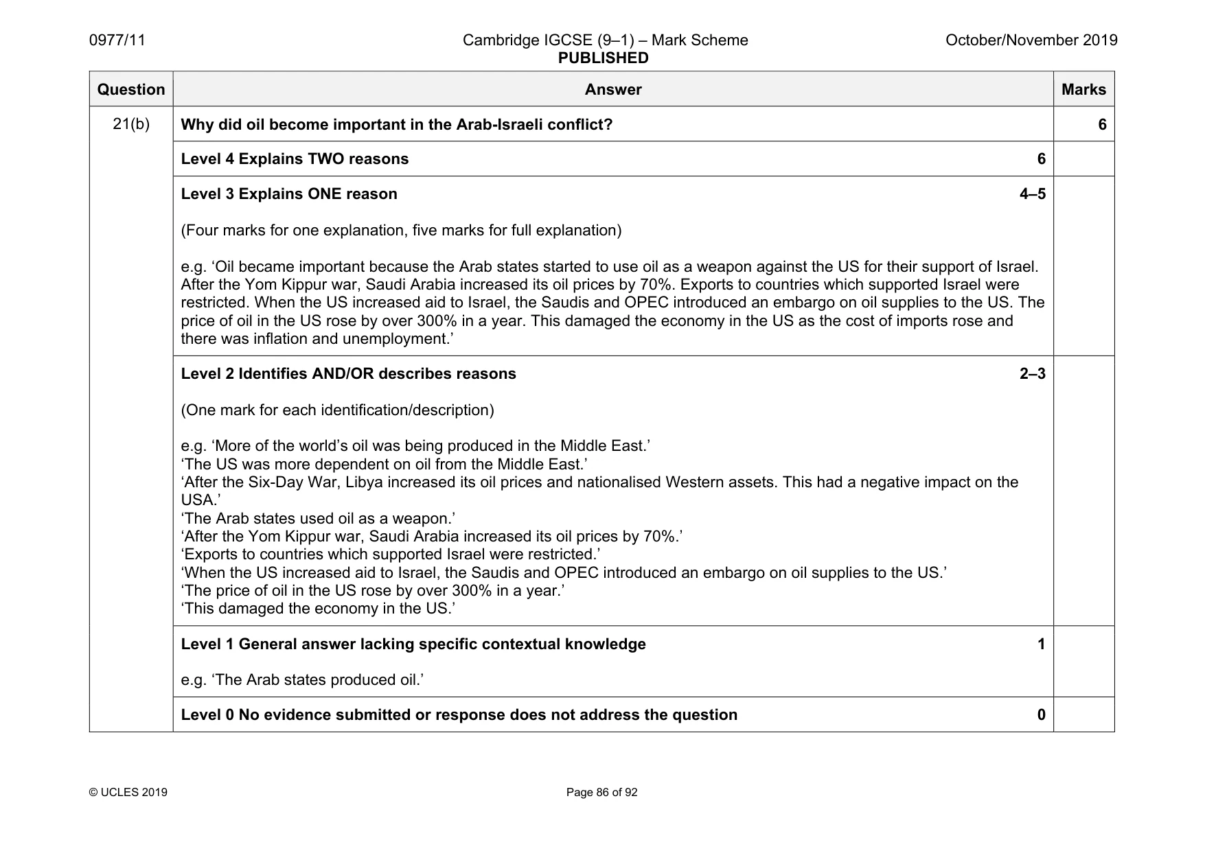 Mark scheme, page 86 of 92