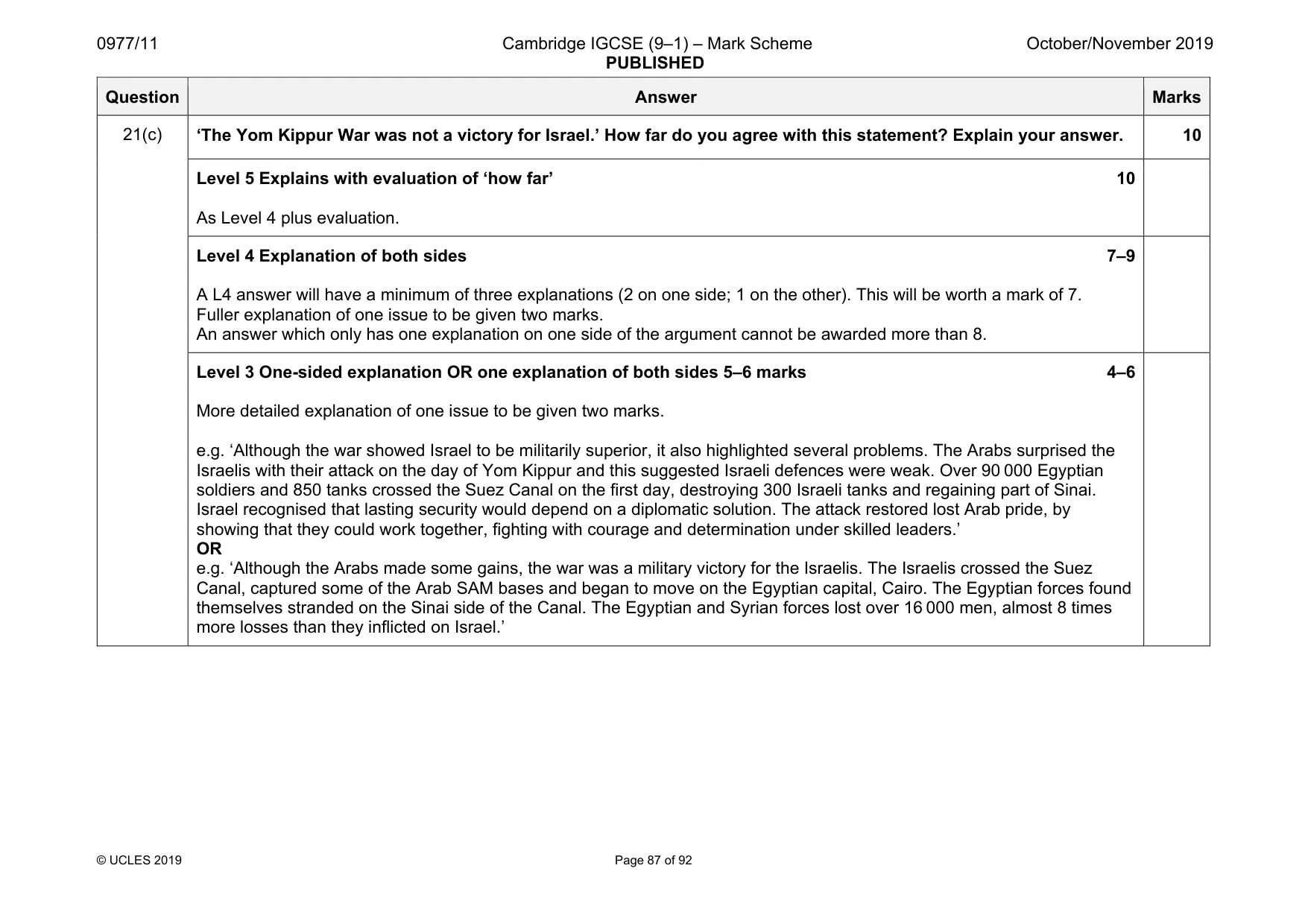 Mark scheme, page 87 of 92