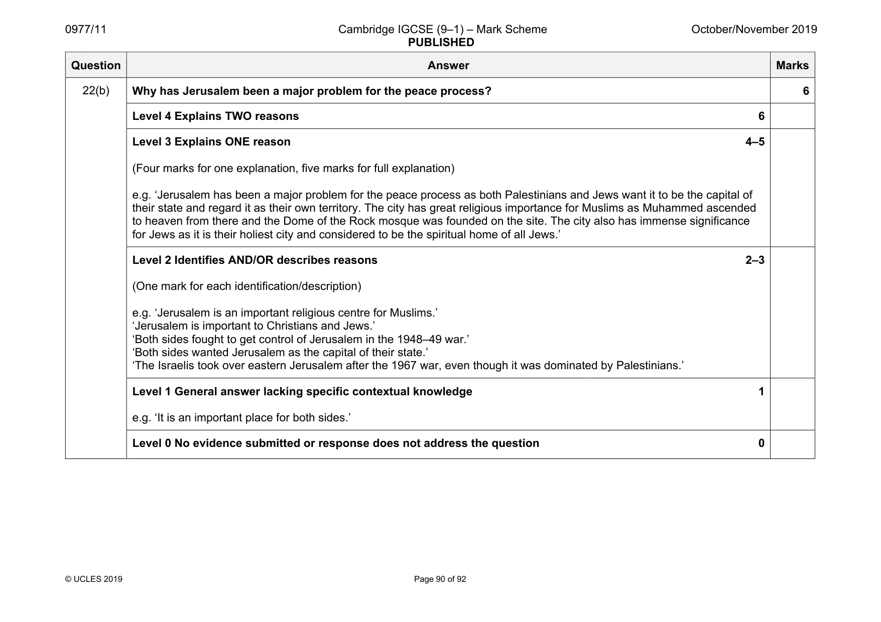 Mark scheme, page 90 of 92